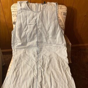 Blue and White Striped Sleeveless Dress